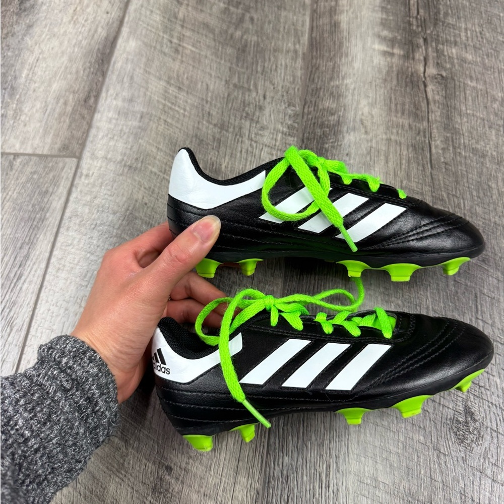 Adidas Kids Black/Green Soccer Cleats - Picture 8 of 9